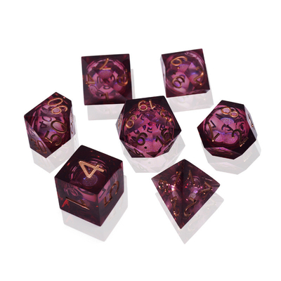 Red Flow Sand Liquid Resin Dice Set RPG DND COC Grupa biegająca