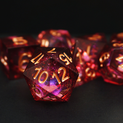 Red Flow Sand Liquid Resin Dice Set RPG DND COC Grupa biegająca
