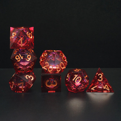 Red Flow Sand Liquid Resin Dice Set RPG DND COC Grupa biegająca