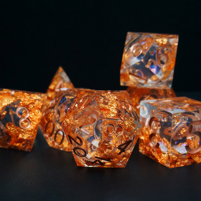 Żółty Flurry Line RPG Resin Dice Set Krusu DND do prezentów i kolekcji