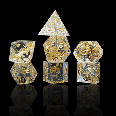 Ręcznie wykonana złota folia żywica RPG kostki Set Dragon And Duct#Dnd#Rpg#Coc