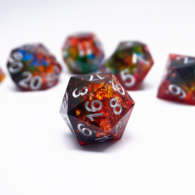 Czerwony złoty folio z żywicy kostki zestaw Ręcznie kolorystyczne #Rpg#Dnd#Coc