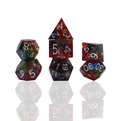 Czerwony złoty folio z żywicy kostki zestaw Ręcznie kolorystyczne #Rpg#Dnd#Coc