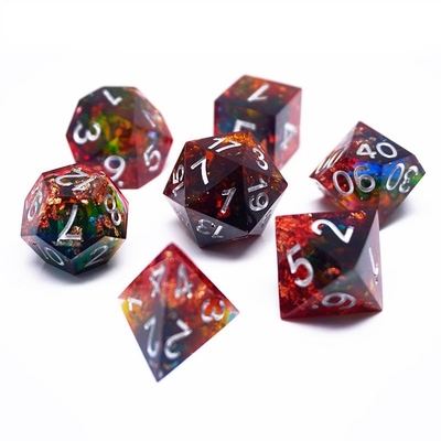 Czerwony złoty folio z żywicy kostki zestaw Ręcznie kolorystyczne #Rpg#Dnd#Coc