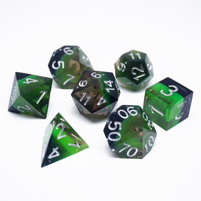 Zestaw cyfrowych kości z zielonej żywicy wielowymiarowy zestaw kości do gry na tablecie#rpg#dnd#coc