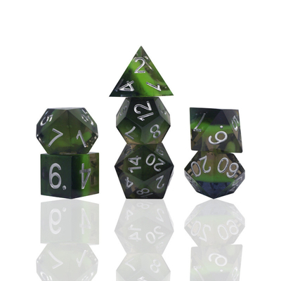 Zestaw cyfrowych kości z zielonej żywicy wielowymiarowy zestaw kości do gry na tablecie#rpg#dnd#coc