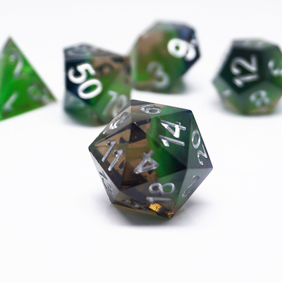 Zestaw cyfrowych kości z zielonej żywicy wielowymiarowy zestaw kości do gry na tablecie#rpg#dnd#coc