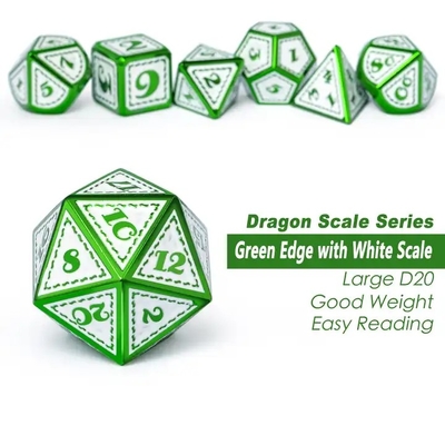 Zielony Dragon Scale Metal Dice Set Wieloaspektowa gra planszowa Dragon And Dungeon#Dnd#Coc