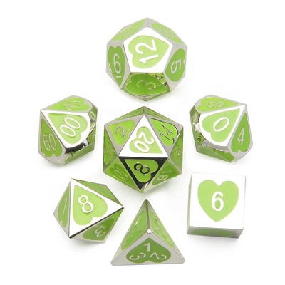 Green Peach Heart Metal Multi -Flag RPG Dice Set Dnd Coc Luxury style