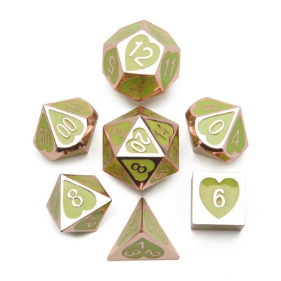 Green Peach Heart Metal Multi -Flag RPG Dice Set Dnd Coc Luxury style