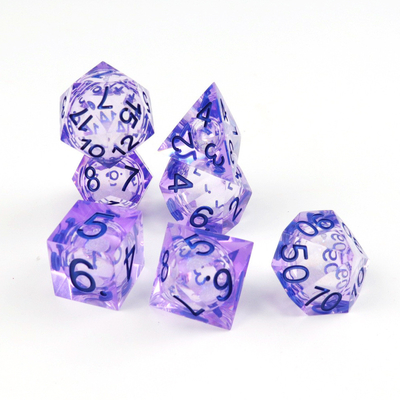 Purpurowy biały piasek płynący niebo liczba żywica wieloaspektowa gra w kości zestaw Dragon and Dungeon City dnd kości