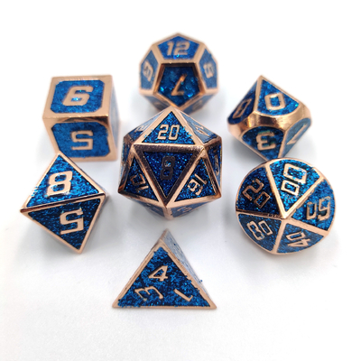 Flash Powder Metal Multi Face Role Playing Dice Set Niebieska postać