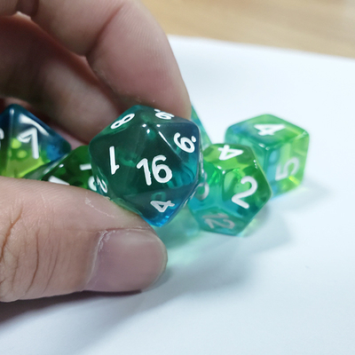 Miętowy zielony kryształ naturalna żywica wielowymiarowy zestaw kości gry planszowej Dragon and Dungeon
