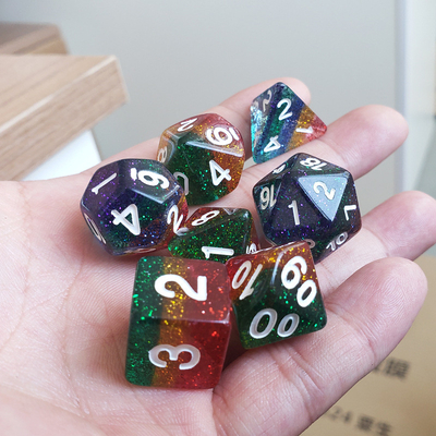 Zestaw kości pokładowych Shin Golden Powder Rainbow Resin Dragon and Dungeon