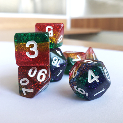 Zestaw kości pokładowych Shin Golden Powder Rainbow Resin Dragon and Dungeon