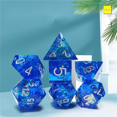 Zestaw kości pokładowych z żywicy Blue Ocean Heart Crystal Dragon and Dungeon
