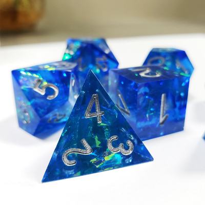 Zestaw kości pokładowych z żywicy Blue Ocean Heart Crystal Dragon and Dungeon