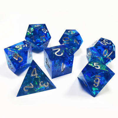 Zestaw kości pokładowych z żywicy Blue Ocean Heart Crystal Dragon and Dungeon