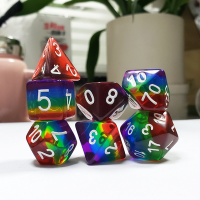 Rainbow Crystal Resin Boarding Dice Set dnd dice