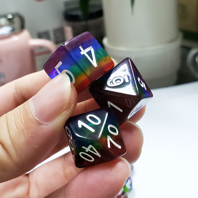 Rainbow Crystal Resin Boarding Dice Set dnd dice