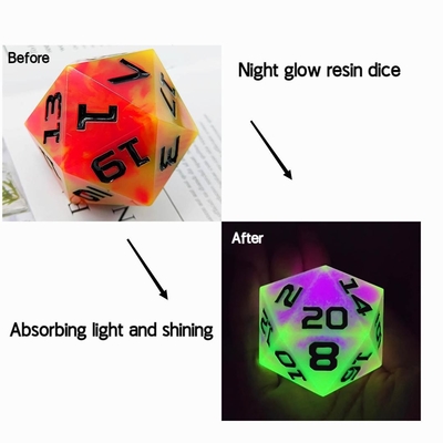 Jednostronny 20 Stron Glowing Resin Game Dice DND COC TRPG