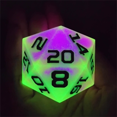 Jednostronny 20 Stron Glowing Resin Game Dice DND COC TRPG