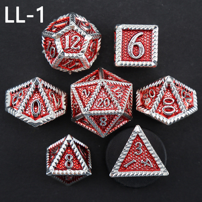 Metalowe kości DND, kości RPG wielościenne Dragon and Dungeon, 7 kości w skali smoka