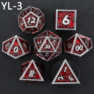 Zielony zestaw kostek DND Dragon i Dungeon Metal Customized Personalized Rune Dice Set