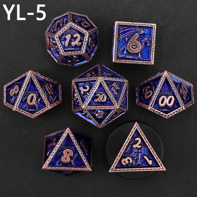 Zielony zestaw kostek DND Dragon i Dungeon Metal Customized Personalized Rune Dice Set
