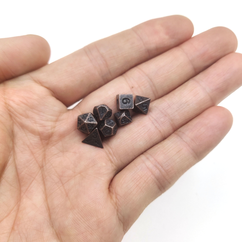 Mini metalowe kości wielościenne Dungeons and Dragons wysokiej jakości do gry planszowej lub karcianej