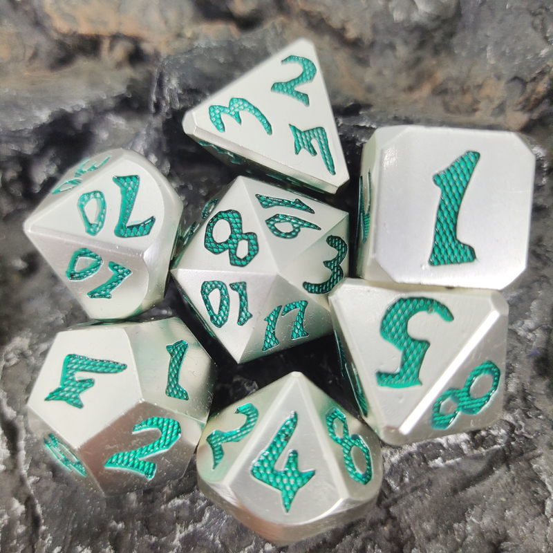 Edge Rpg Dice Rpg Dice Bezzapachowe wielościenne kości Lekki Ostry Zielony Srebrny Metal