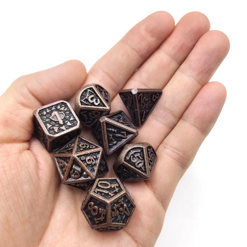Kości RPG Mini Resin Polyhedral Metal RPG Nietoksyczne do kolekcji Cuprum Black And Silver