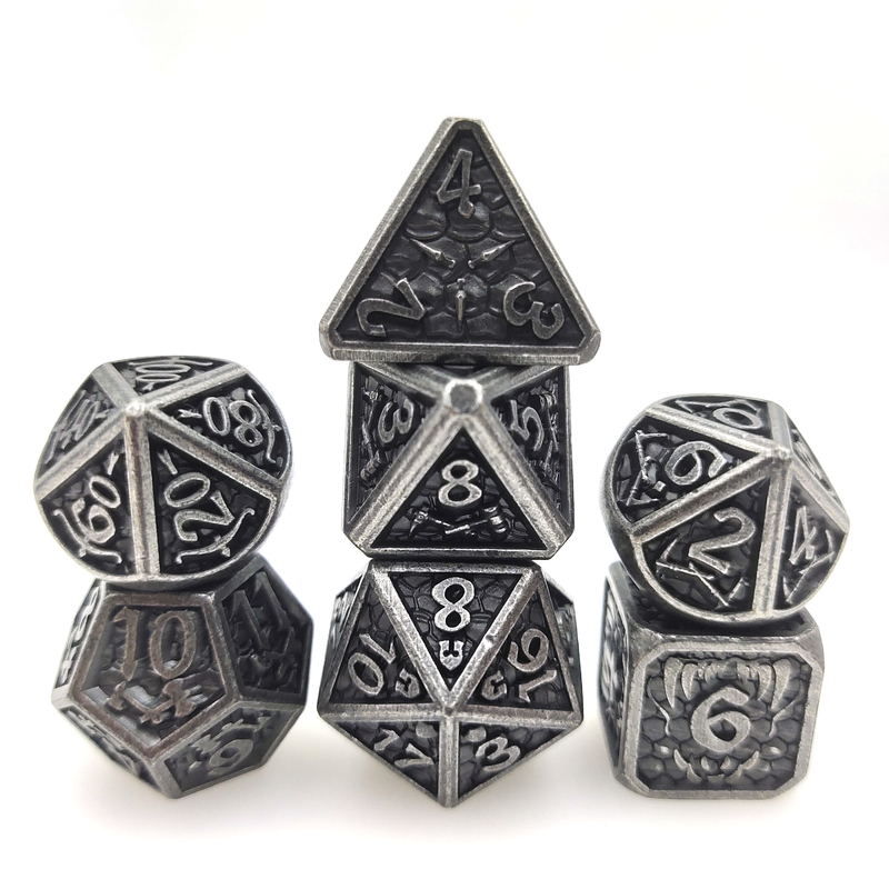 Wodoodporny zestaw kości RPG o ostrych krawędziach, 7-częściowy, praktyczny, solidny, wielościenny, czarno-biały kolor