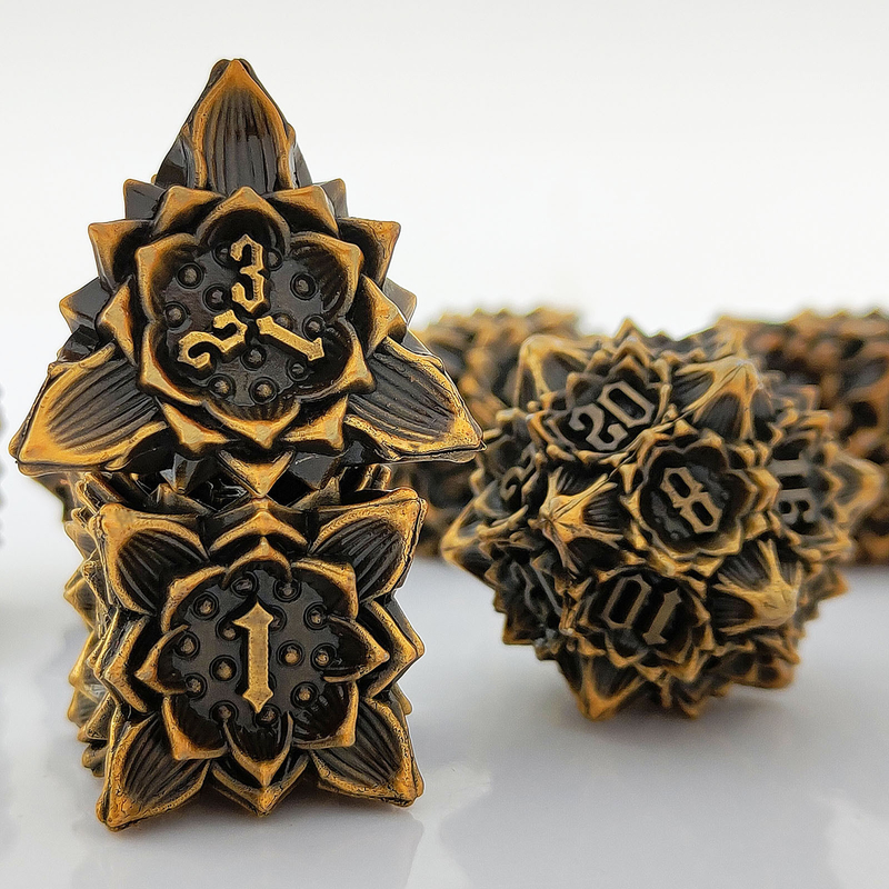 Lotus Metal Dice Set DND Dungeons And Dragons TRPG Polyhedral COC D6 Gra planszowa