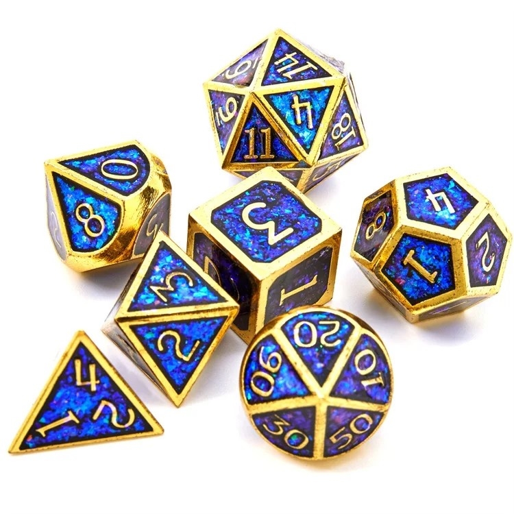 Świecący Złoty Proszek Solid Metal Dice Set Game Dragon And Dungeon