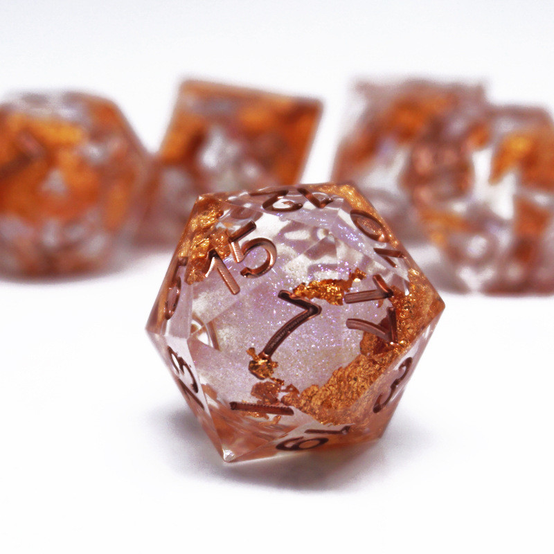 Żółty Flurry Line RPG Resin Dice Set Krusu DND do prezentów i kolekcji