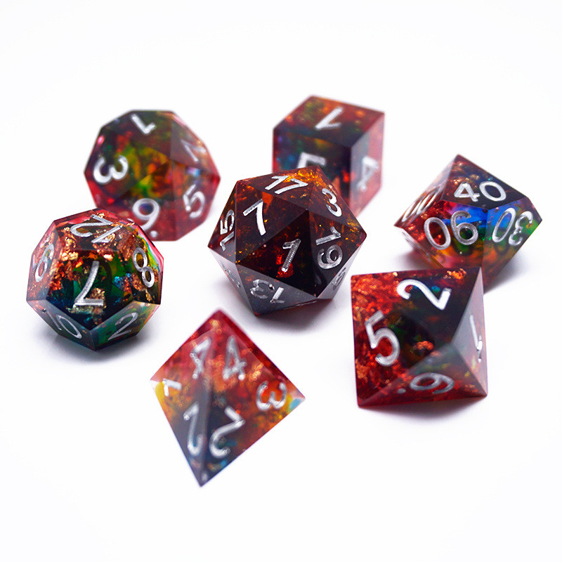 Czerwony złoty folio z żywicy kostki zestaw Ręcznie kolorystyczne #Rpg#Dnd#Coc