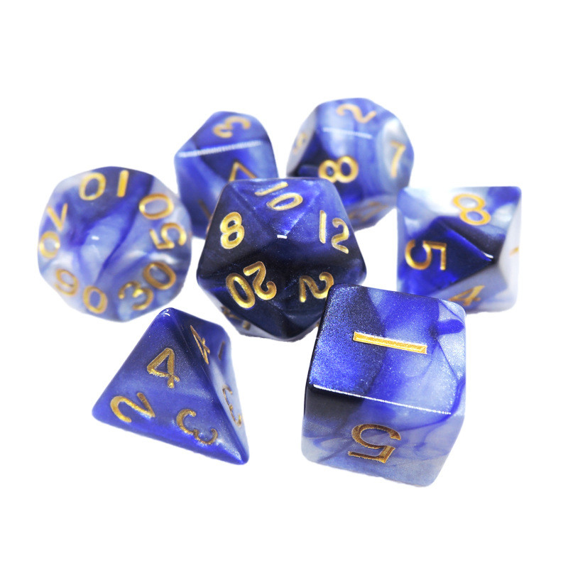 Zestaw kostek z żywicy z kolorów poli#Rpg#Dnd#Coc Marmur wzór Preminum i luksus