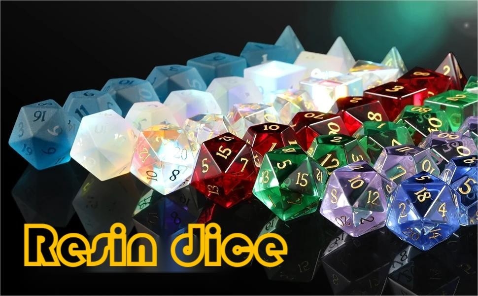 Wielobarwny materiał z żywicy Zestaw kostek#Rpg#Dnd#Coc Przejrzysty