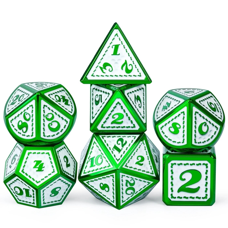 Zielony Dragon Scale Metal Dice Set Wieloaspektowa gra planszowa Dragon And Dungeon#Dnd#Coc